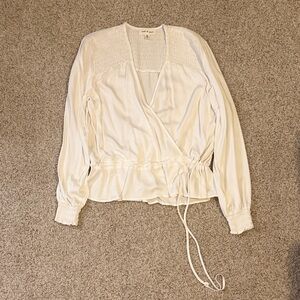 Cloth & Stone Cream Wrap Blouse